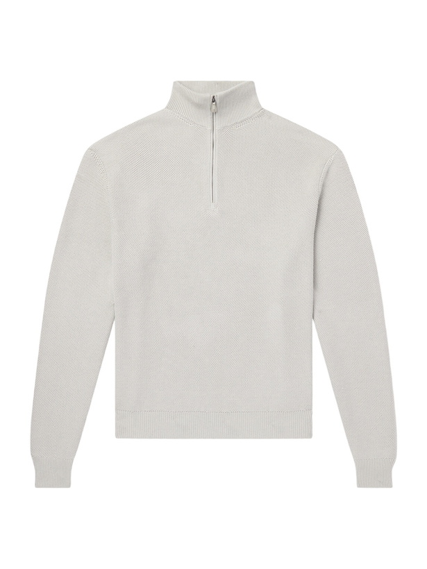 Photo: Ralph Lauren Purple label - Silk and Cotton-Blend Half-Zip Sweater - Gray