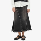 GANNI Women's Tint Edge Denim Long Skirt in Washed Black/Black