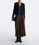 Sacai Paneled leopard-print midi skirt