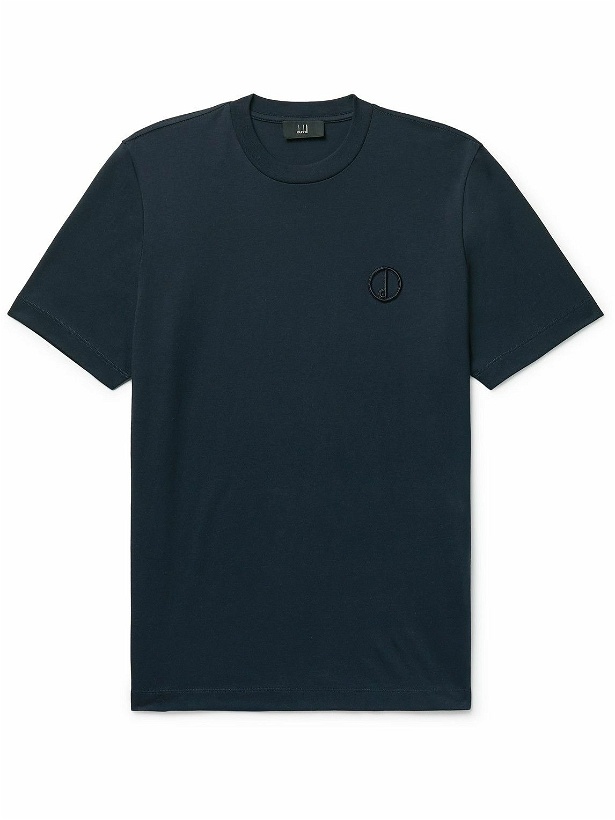 Photo: Dunhill - Slim-Fit Logo-Embroidered Cotton-Jersey T-Shirt - Blue