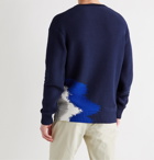 DUNHILL - Intarsia Cotton Sweater - Blue