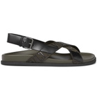 Valentino - Valentino Garavani Logo-Detailed Leather and Webbing Sandals - Men - Army green