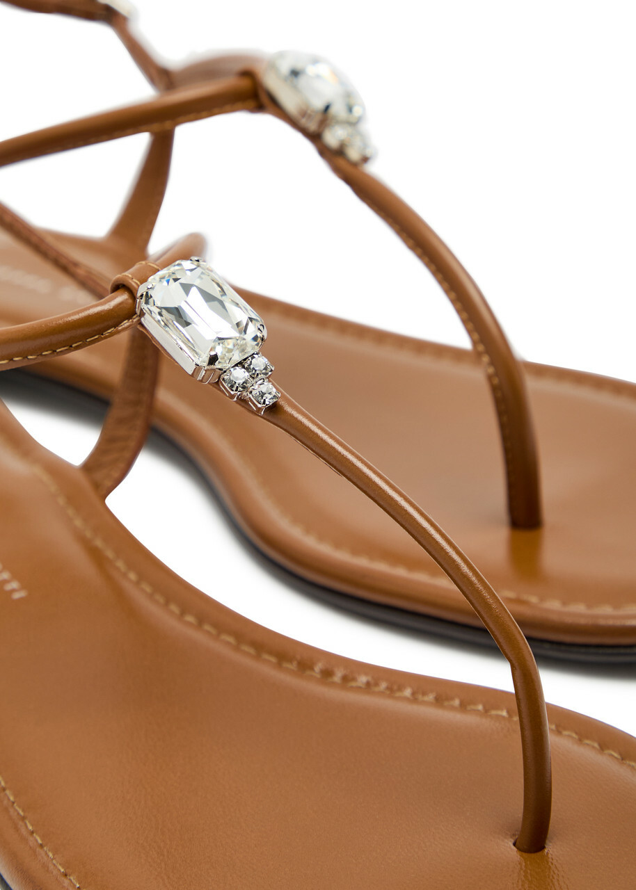 Giuseppe Zanotti Hobby 10 Crystal-embellished Leather Sandals Brown