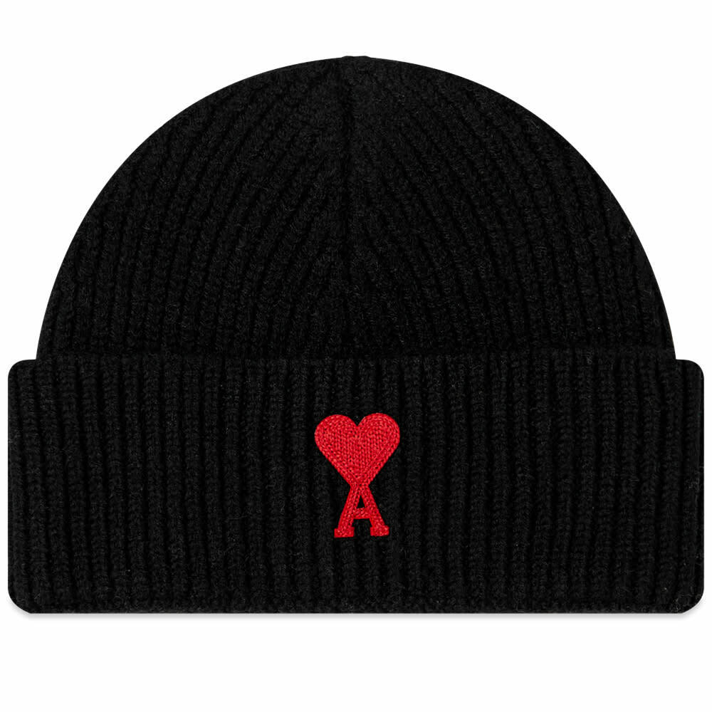 AMI Women's ADC Beanie in Black/Red AMI