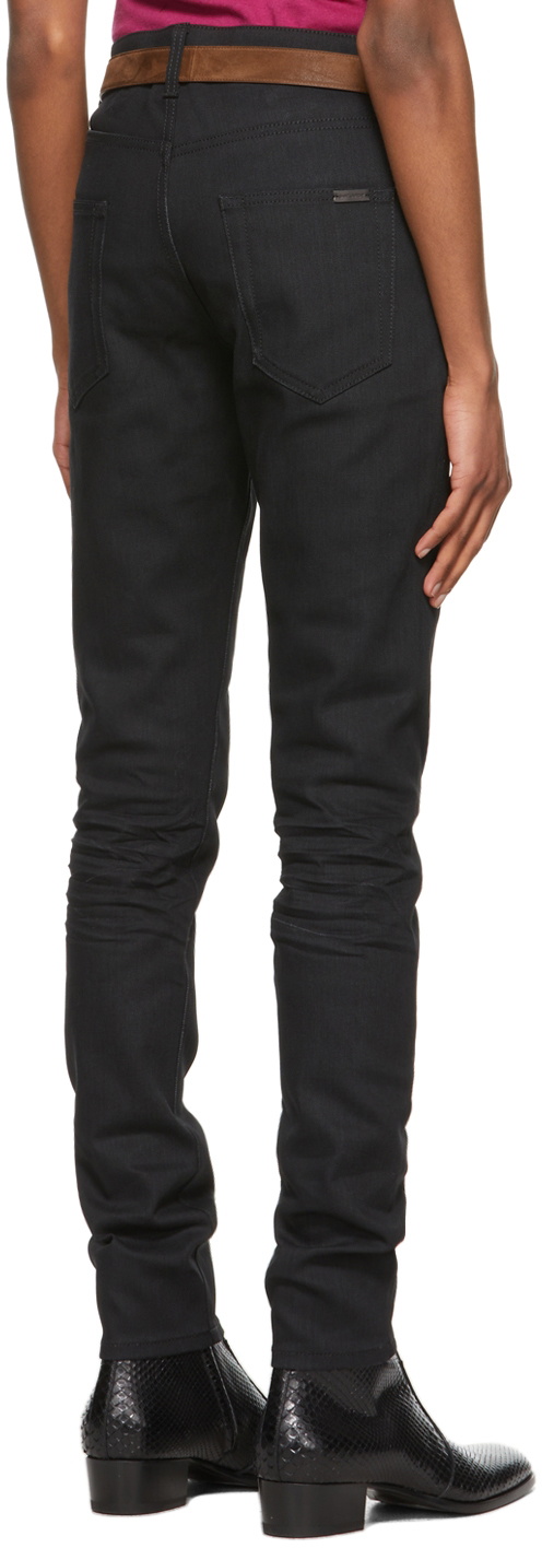 Saint laurent black 2024 coated skinny jeans