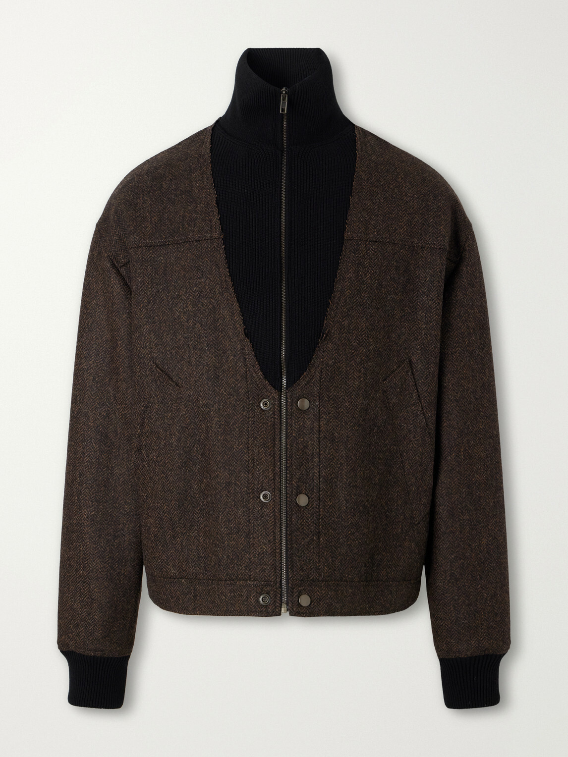 Maison Margiela - Wool Herringbone Bomber Jacket - Brown