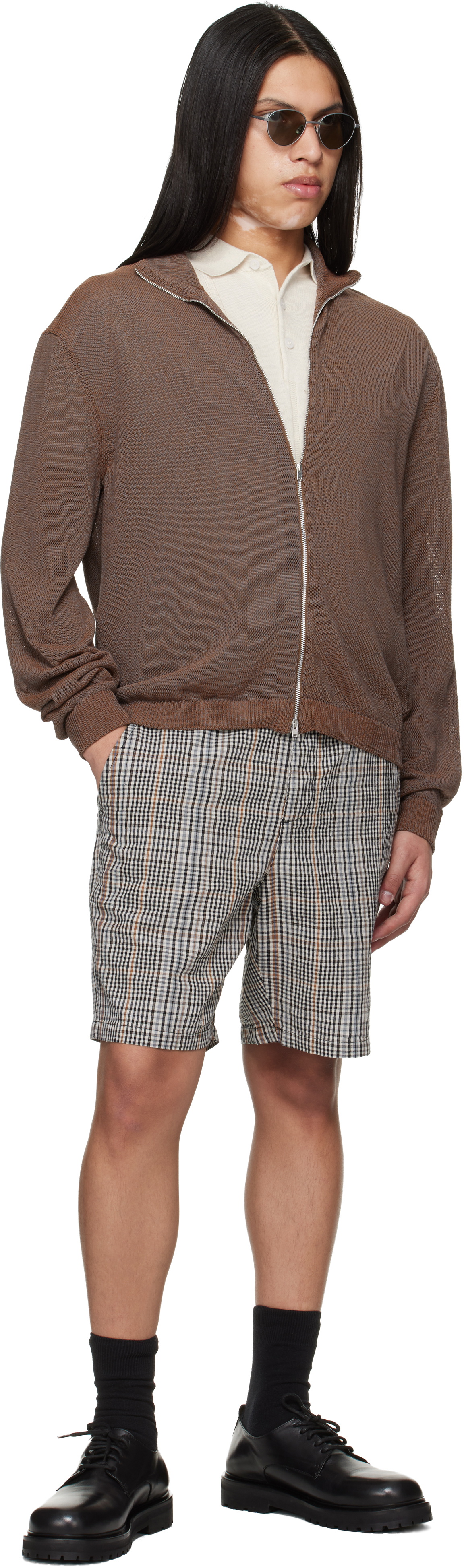 Barbour Off-White & Black Fife Checked Shorts