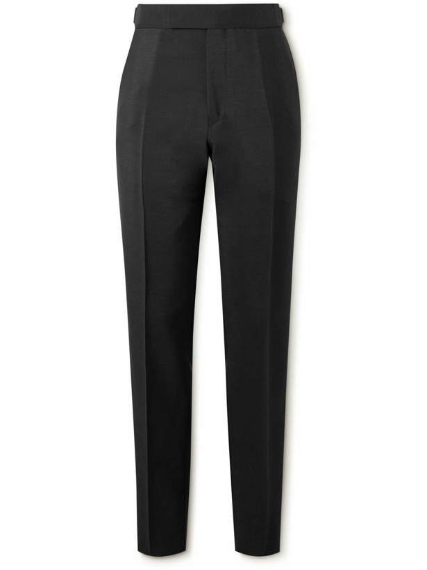 Photo: TOM FORD - Straight-Leg Pleated Mohair and Wool-Blend Trousers - Black