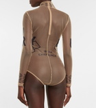 Burberry - Printed mesh mockneck bodysuit