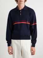 Versace - Logo-Embroidered Striped Cotton Polo Sweater - Blue