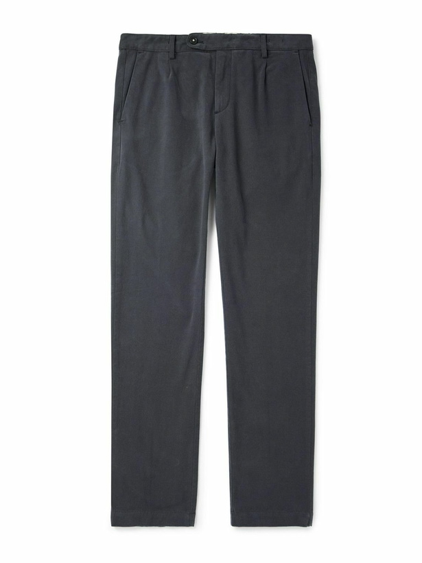 Photo: Massimo Alba - Straight-Leg Stretch-Cotton Gabardine Trousers - Gray