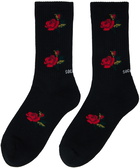 SOCKSSS Two-Pack Black & White Blue Rosebush Socks