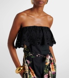 Camilla Floral ruffled strapless cotton jumpsuit