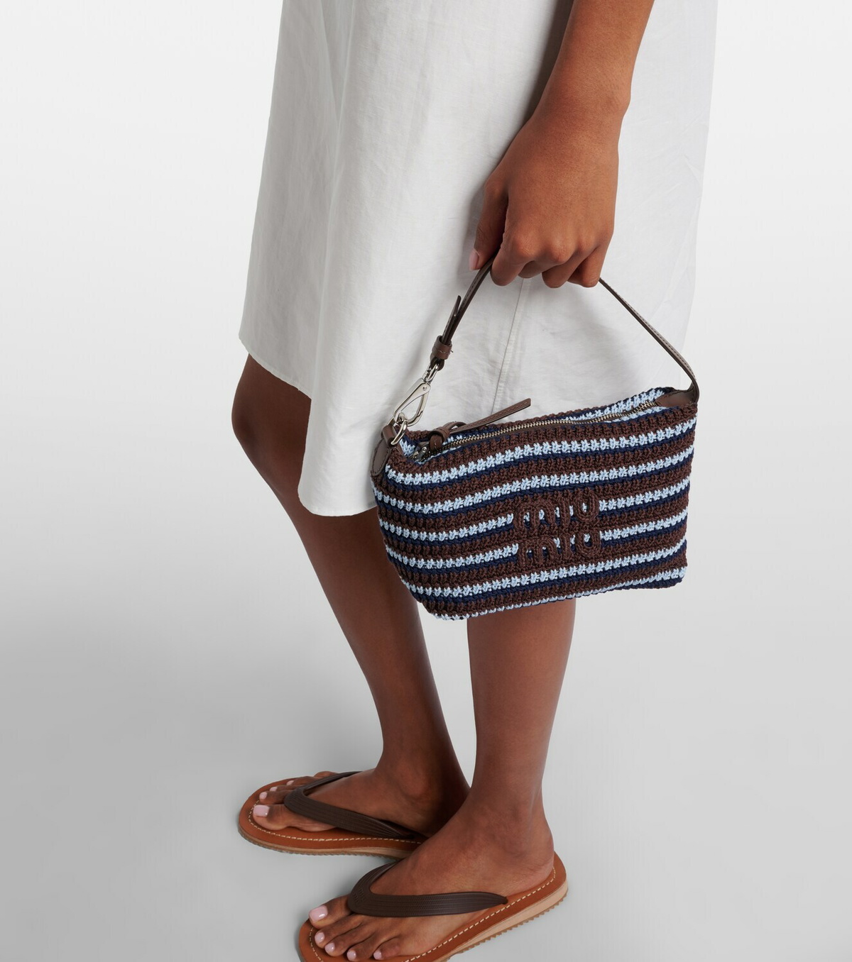 Miu Miu Striped crochet shoulder bag