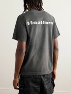 SAINT Mxxxxxx - Dead Heathen Printed Distressed Cotton-Jersey T-Shirt - Gray