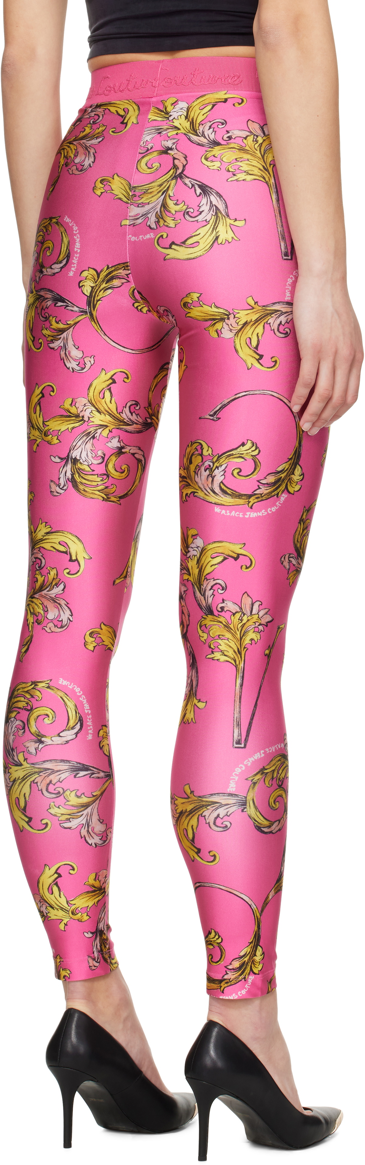 Versace Jeans Couture Pink Outline Barocco Leggings