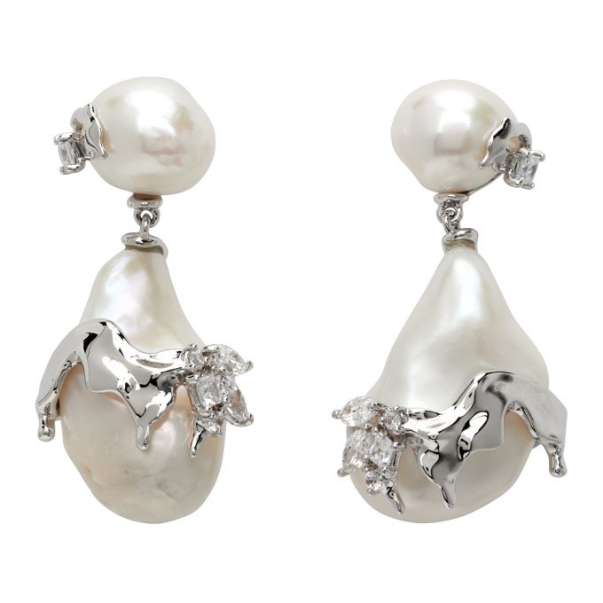Photo: Shushu/Tong White and Silver YVMIN Edition Pearl Irregular Earrings