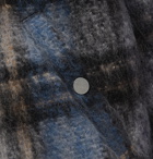 AMIRI - Shearling-Trimmed Checked Mohair-Blend Jacket - Blue