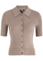 Paige Lianne Ribbed Cotton-blend Cardigan Light Brown