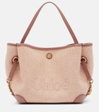 Chloé Small leather-trimmed raffia tote bag