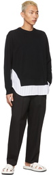 Solid Homme Black Paneled Crewneck Sweatshirt