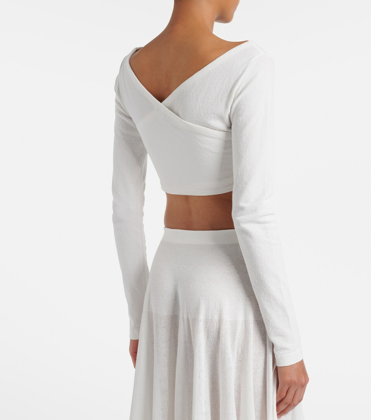 Alaïa Cotton-blend crêpe wrap top