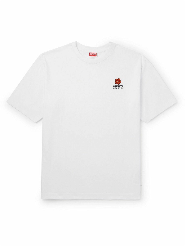 Photo: KENZO - Appliquéd Logo-Embroidered Cotton-Jersey T-Shirt - White