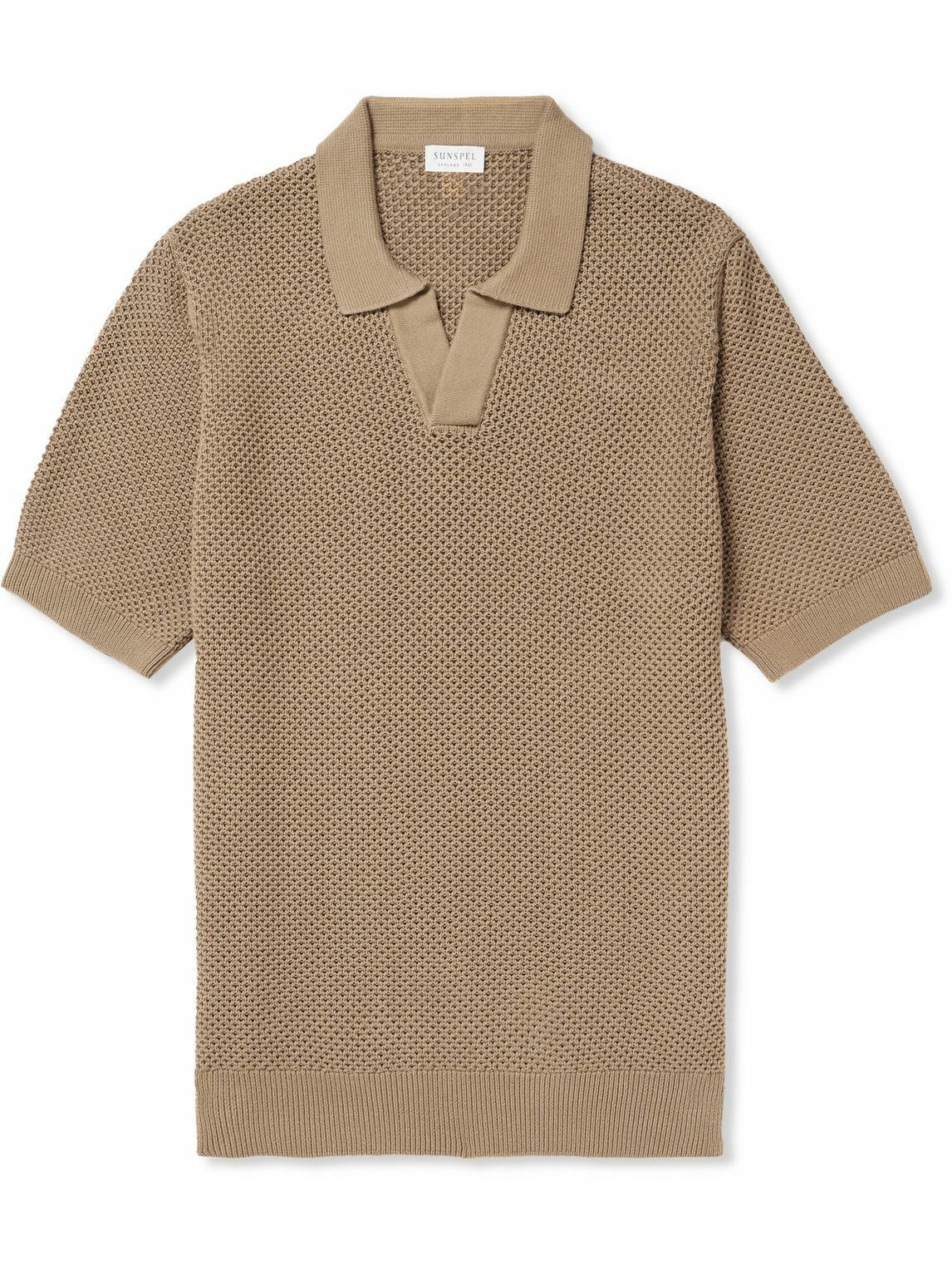 Sunspel - Honeycomb-Knit Cotton Polo Shirt - Brown Sunspel