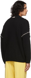 Gucci Black Detachable Sleeves Cable Knit Cardigan