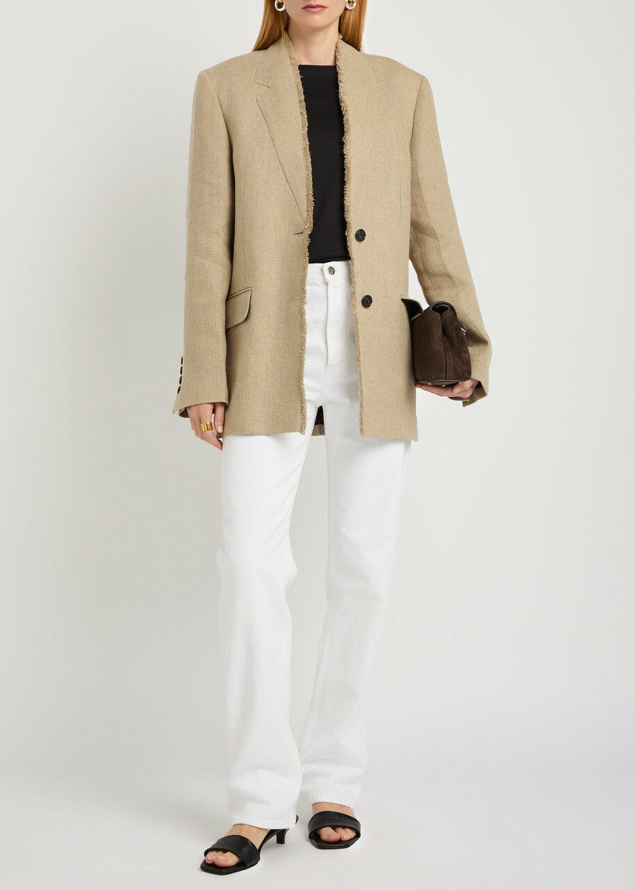 Toteme Frayed Linen Jacket Beige