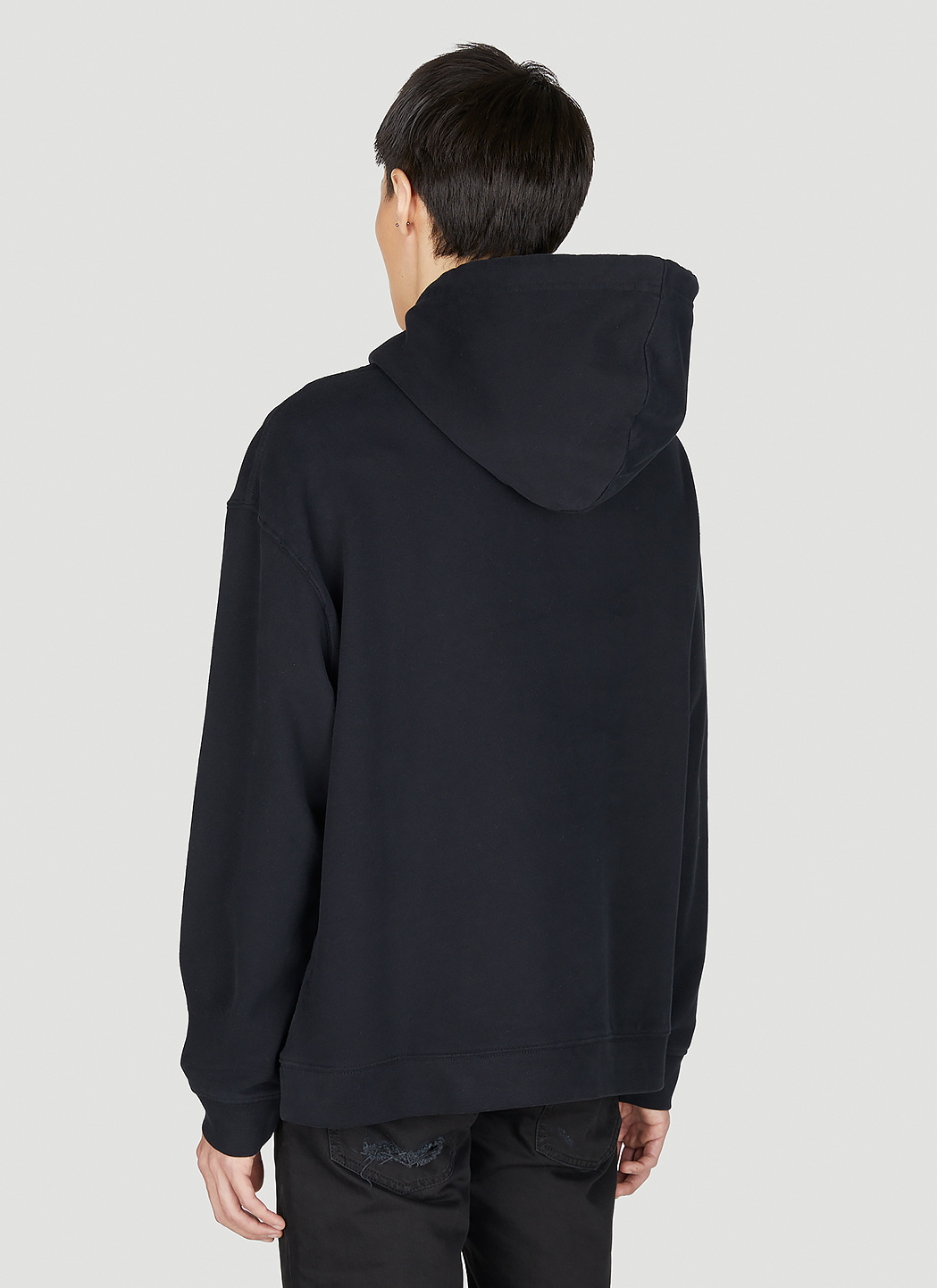 Raf Simons Destroyed Logo Patch Hooded Sweatshirt