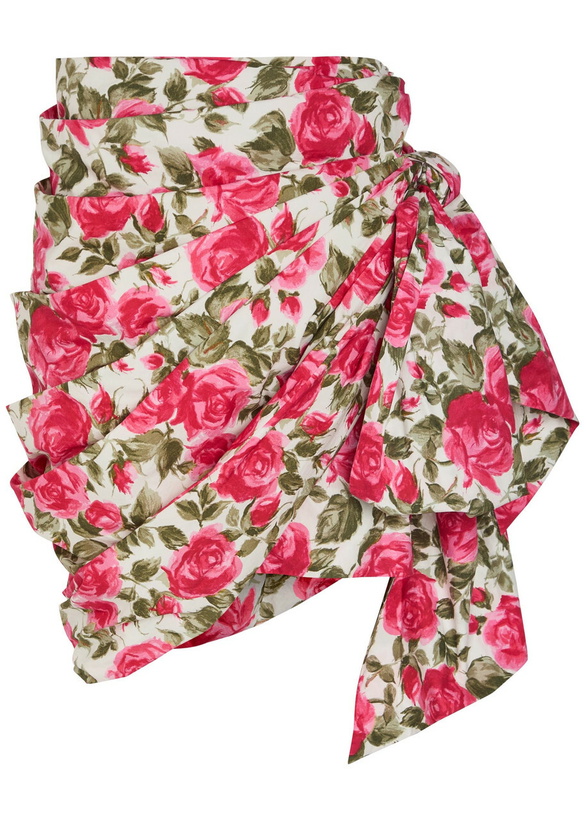 Photo: Chloe Floral-print Cotton-poplin Knee-length Wrap Skirt Pink