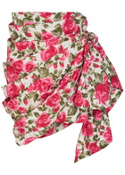 Chloe Floral-print Cotton-poplin Knee-length Wrap Skirt Pink