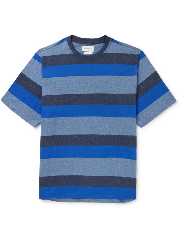 Photo: OLIVER SPENCER - Box Striped Cotton T-Shirt - Blue