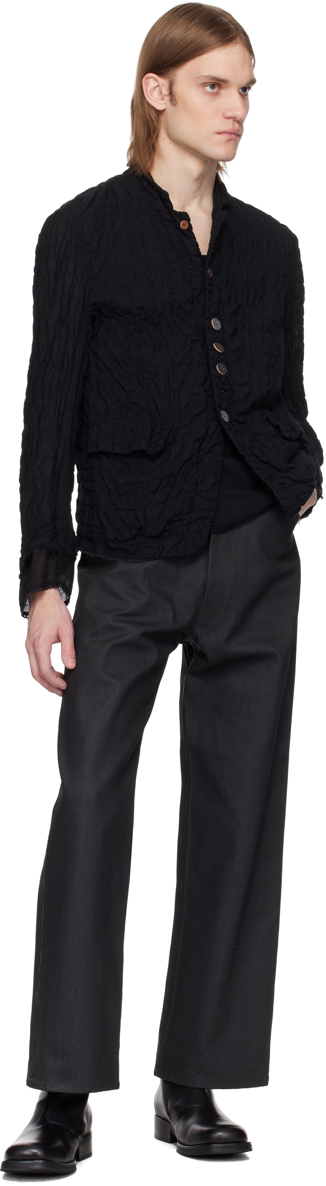 Omar Afridi Black Coated Jeans