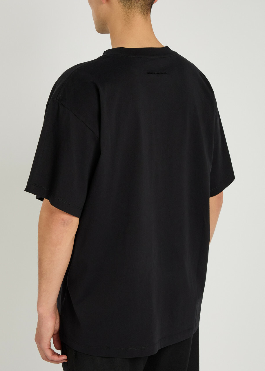 MM6 BY Maison Margiela Label Logo Cotton T-shirt Black MM6 Maison