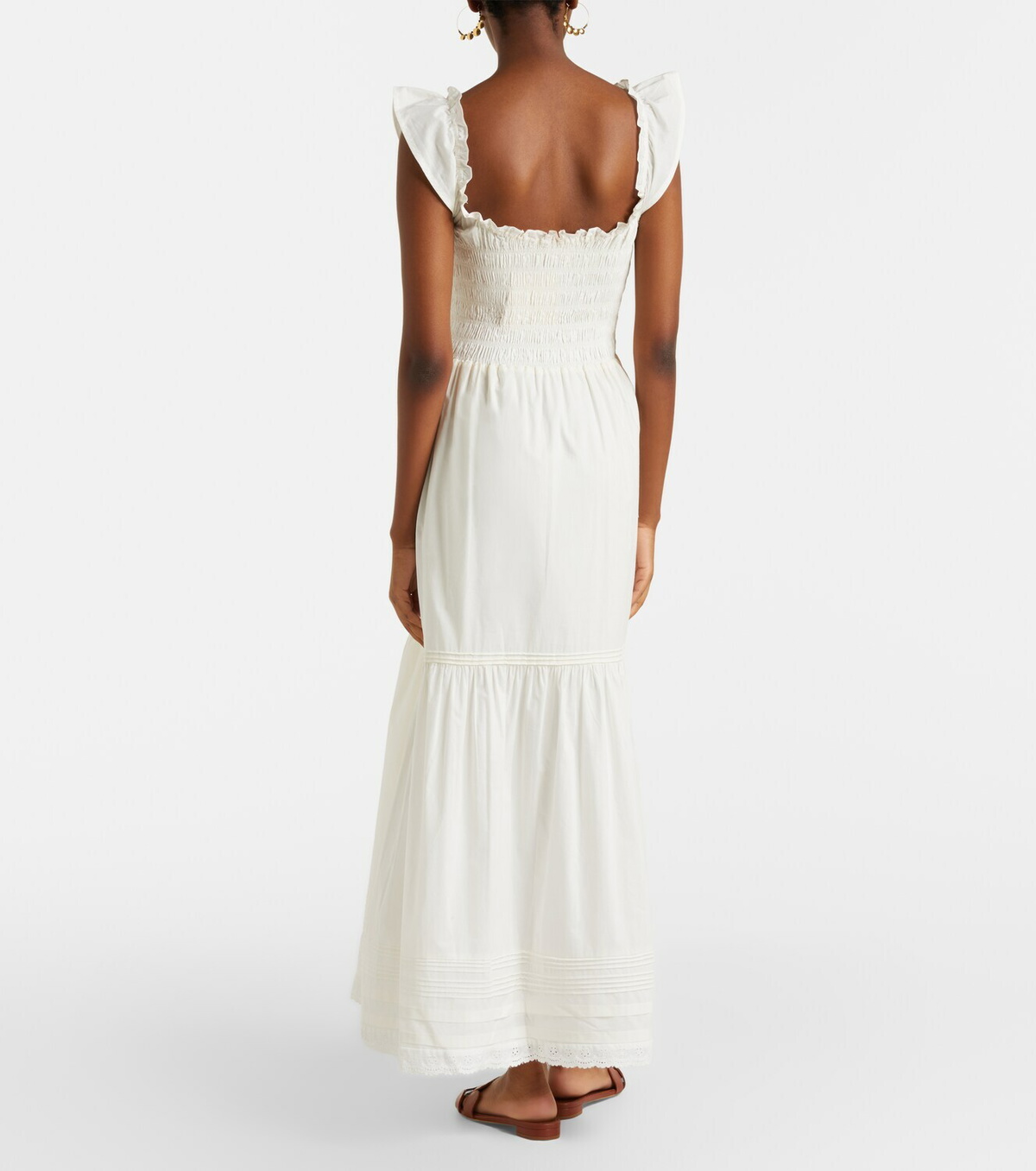 Faithfull Valentina shirred cotton maxi dress