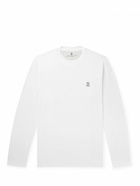 Brunello Cucinelli - Logo-Embroidered Cotton-Jersey T-Shirt - White
