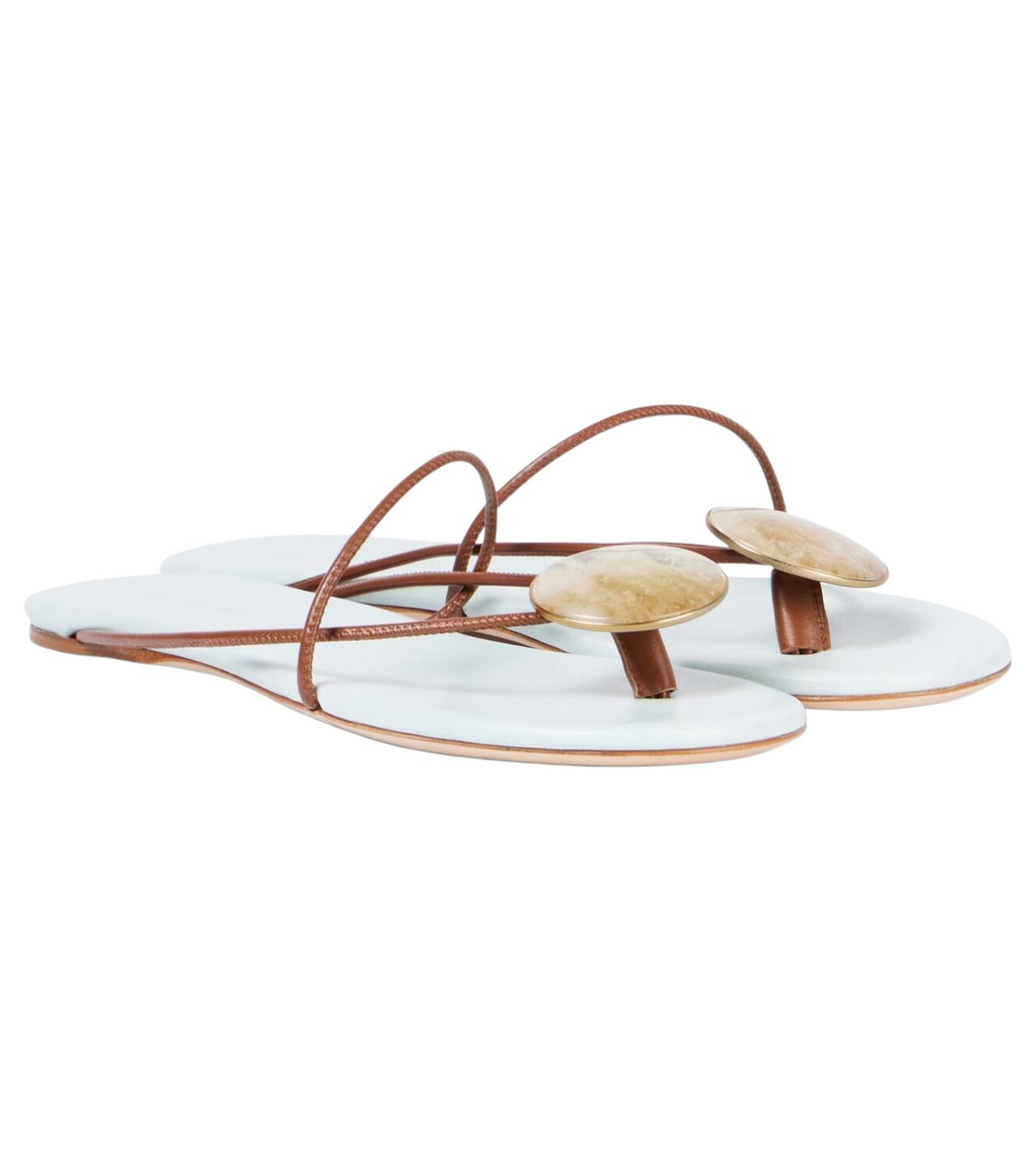 【Christopher Esber】国内発送☆ Doma 70 装飾レザーサンダル Doma 70 embellished leather sandals in brown - Christopher