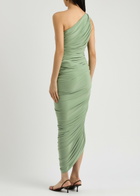 Norma Kamali Diana One-shoulder Ruched Jersey Midi Dress Mid Green