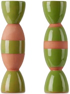 Tina Vaia Green Double Totem Candle Holder Set