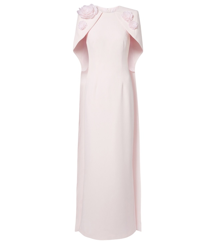 Photo: Safiyaa Lennox floral-appliqué caped crêpe gown