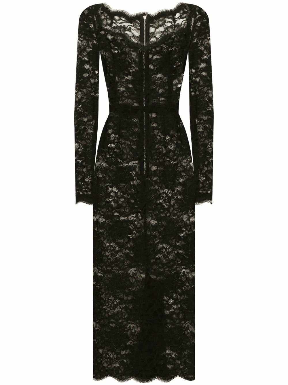 Dolce & Gabbana Black Lace Trim Cotton Sheath Midi Dress main image 0