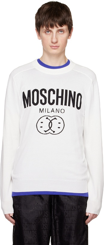 Photo: Moschino White Double Smiley Sweater