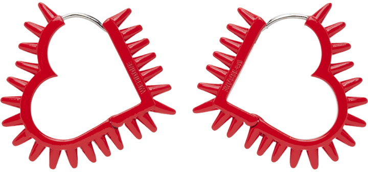 Photo: We11done Red Small Spike Heart Earrings