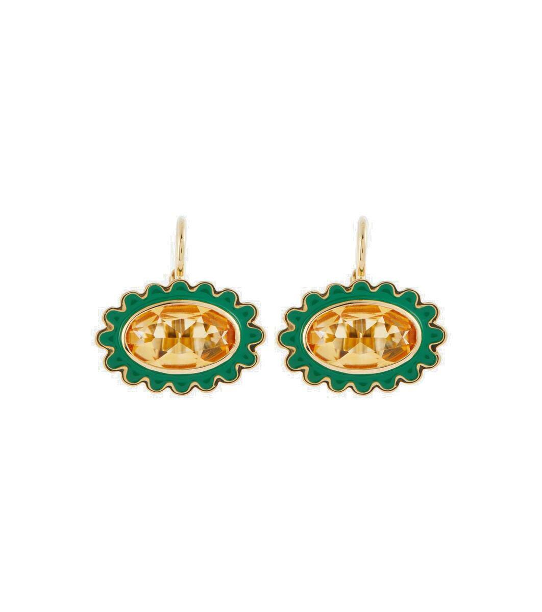Aliita Deco Rombo Mini 9kt gold earrings with tourmaline Aliita