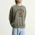 A Bathing Ape Men's Garment Dye College Sweatshirt in Olive Drab