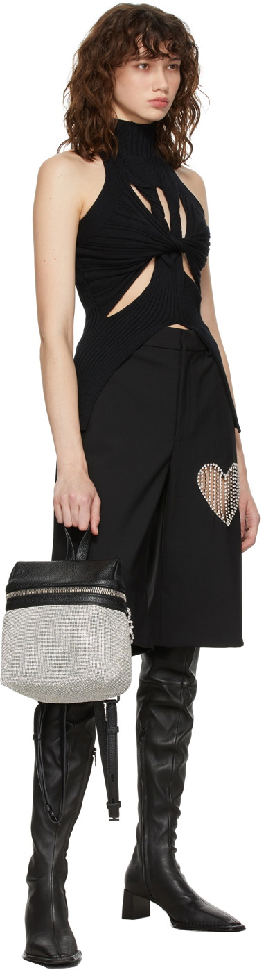KARA Small Crystal Mesh and Leather Backpack. Kara + Leather Backpack main image 3