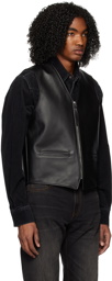 Schott Black Moto Leather Vest