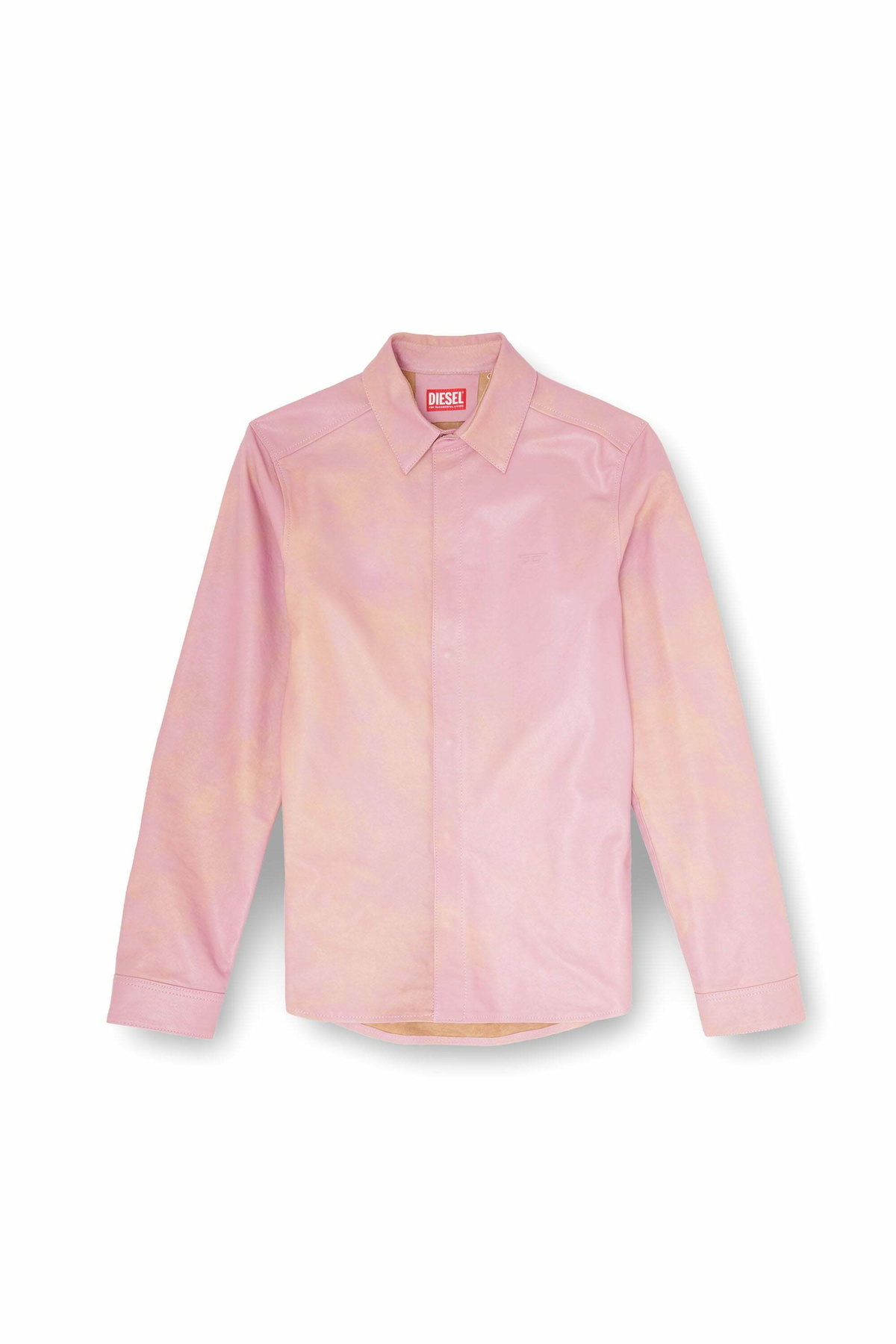 Diesel Shirt in treated leather - Shirts Mens in Pink